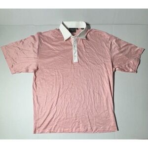 Bobby Jones Polo Golf Shirt Mens 2XL Red Stripes Embroidered Neck Contrast Trim